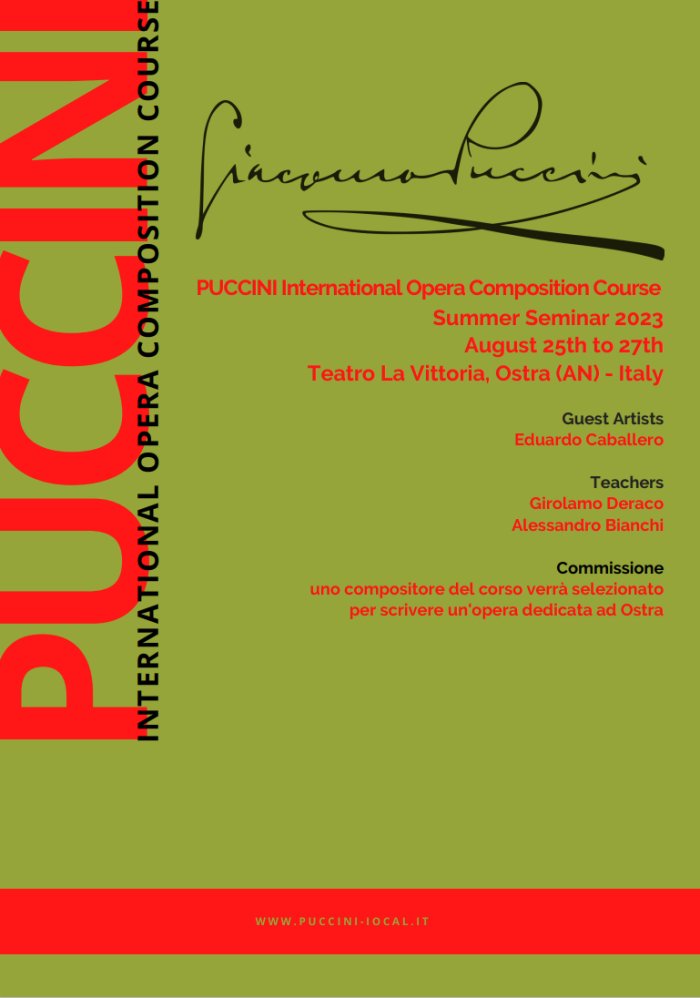 PUCCINI International Opera Composition Course dal 25 al 27 agosto 2023