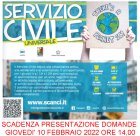SERVIZIO CIVILE UNIVERSALE - SCADENZA PRESENTAZIONE DOMANDE 10 FEBBRAIO 2022 ORE 14,00