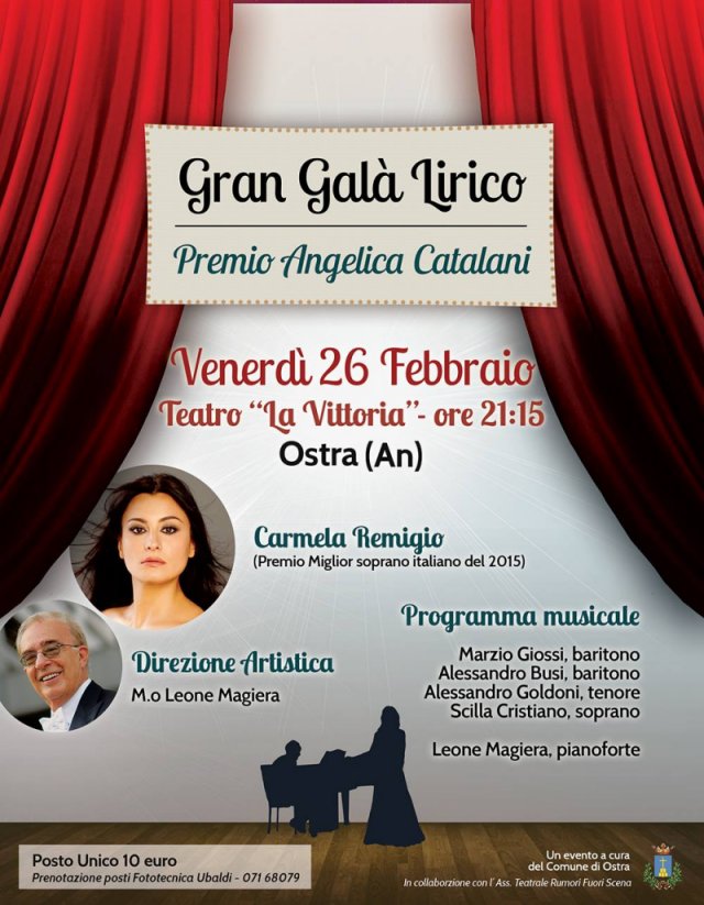 Venerdì 26 Febbraio 2016, Gran Gala Lirico al Teatro "La Vittoria"