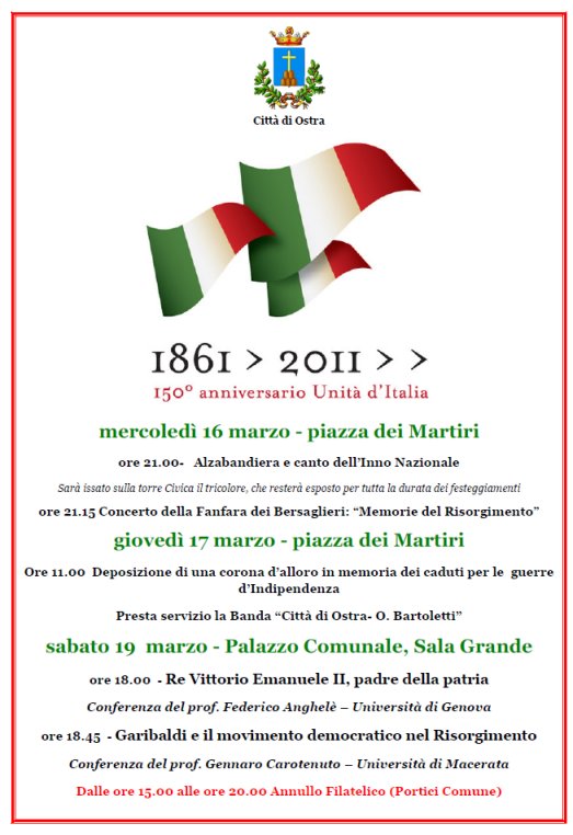 Programma 150° anniversario Unità d'Italia