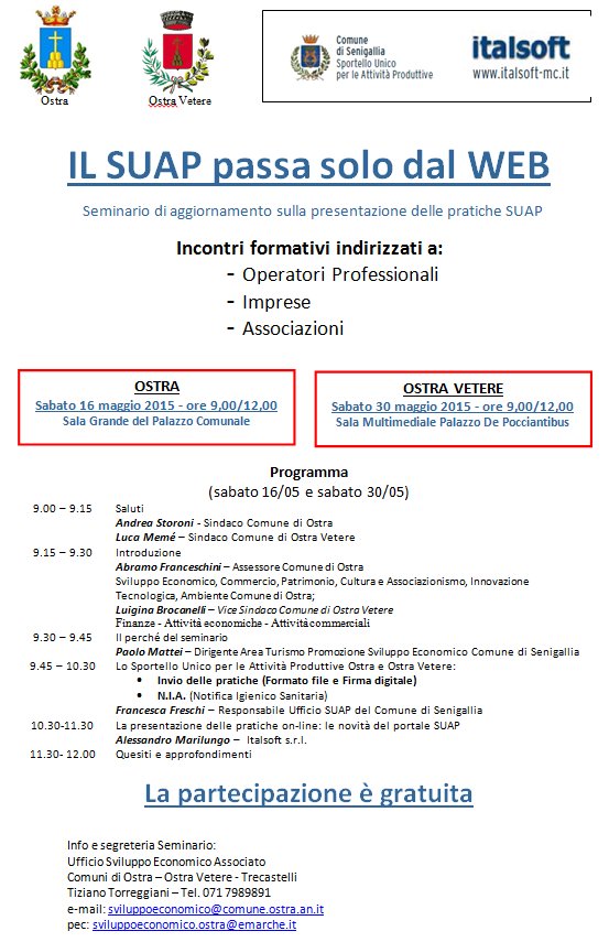 Seminario di aggiornamento sulla presentazione delle pratiche SUAP